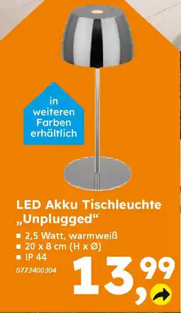 Globus Baumarkt LED Akku Tischleuchte „Unplugged" Angebot