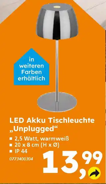 Globus Baumarkt LED Akku Tischleuchte „Unplugged" Angebot