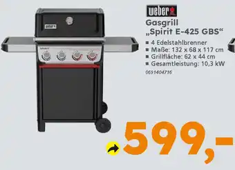 Globus Baumarkt weber Gasgrill „Spirit E-425 GBS" Angebot