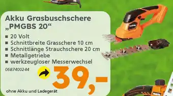 Globus Baumarkt PRIMASTER Akku Grasbuschschere ,,PMGBS 20" Angebot