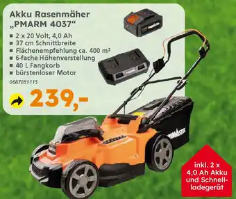 Globus Baumarkt PRIMASTER Akku Rasenmäher ,,PMARM 4037" Angebot