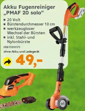 Globus Baumarkt PRIMASTER Akku Fugenreiniger ,,PMAF 20 solo" Angebot