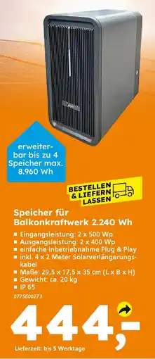 Globus Baumarkt Speicher für Balkonkraftwerk 2.240 Wh Angebot