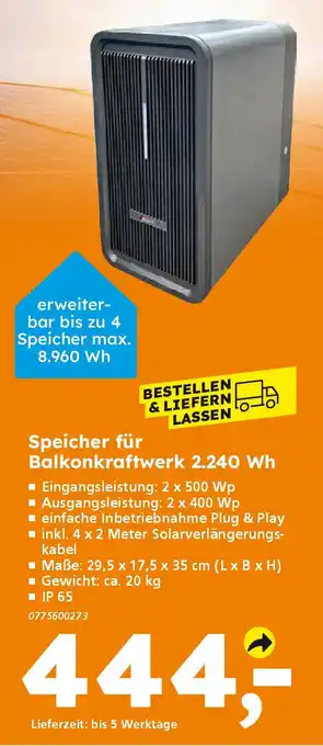 Globus Baumarkt Speicher für Balkonkraftwerk 2.240 Wh Angebot