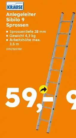 Globus Baumarkt KRAUSE Anlegeleiter Sibilo 9 Sprossen Angebot