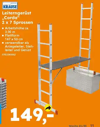 Globus Baumarkt KRAUSE Leiterngerüst „Corda❝ 2 x 7 Sprossen Angebot
