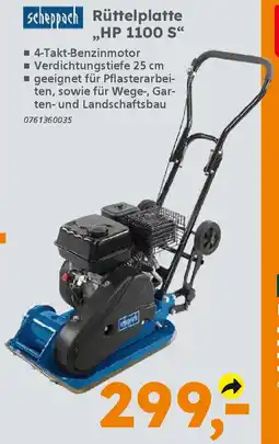 Globus Baumarkt Scheppach Rüttelplatte ,,HP 1100 S❝ Angebot