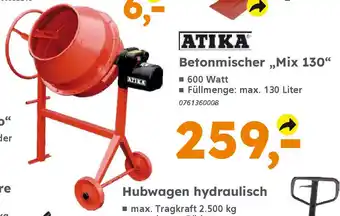 Globus Baumarkt ATIKA Betonmischer „Mix 130" Angebot