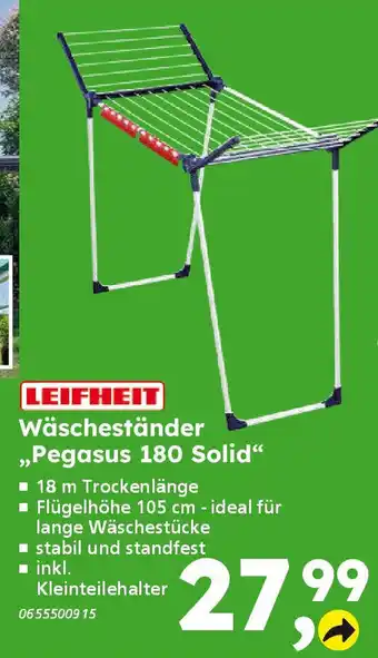 Globus Baumarkt LEIFHEIT Wäscheständer „Pegasus 180 Solid" Angebot