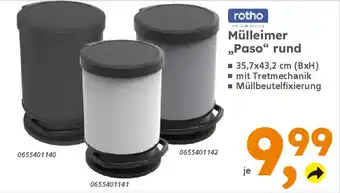 Globus Baumarkt rotho Mülleimer „Paso" rund Angebot