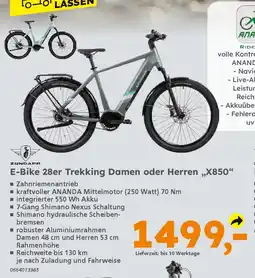 Globus Baumarkt ZUNDAPP E-Bike 28er Trekking Damen oder Herren „X850" Angebot