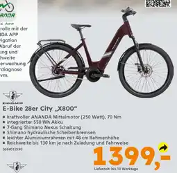 Globus Baumarkt ZUNDAPP E-Bike 28er City „,X800" Angebot