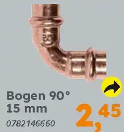 Globus Baumarkt Kupfer zum Pressen Bogen 90° 15 mm Angebot