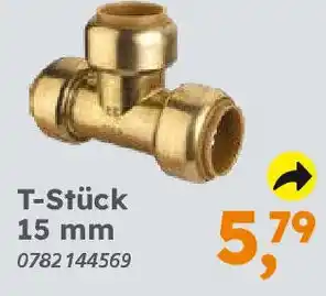 Globus Baumarkt Rotguss zum Stecken T-Stück 15 mm Angebot