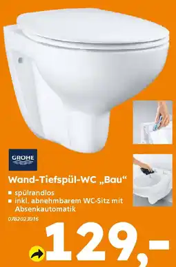 Globus Baumarkt GROHE Wand-Tiefspül-WC,,Bau“ Angebot