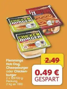Famila Nord Ost Flemmings Hot-Dog, Cheeseburger oder Chickenburger Angebot
