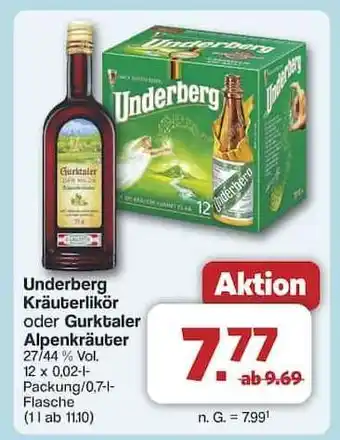 Famila Nord Ost Underberg Kräuterlikör oder Gurktaler Alpenkräuter Angebot