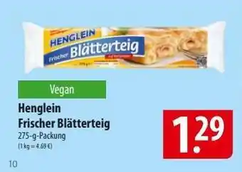 Famila Nord Ost HENGLEIN Frischer Blätterteig Angebot