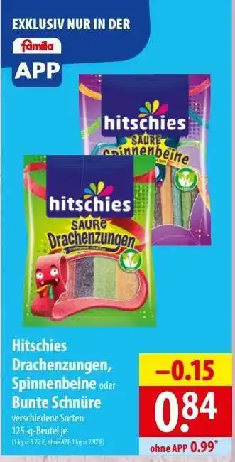 Famila Nord Ost hitschies Drachenzungen, Spinnenbeine oder Bunte Schnüre Angebot