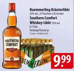Famila Nord Ost Kuemmerling Kräuterlikör oder Southern Comfort Whiskey-Likör Angebot