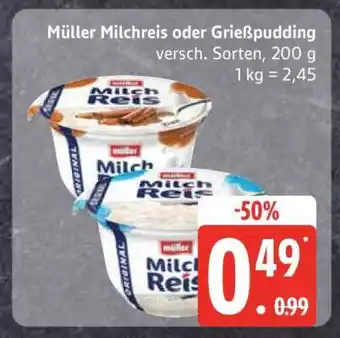 Edeka MÜLLER Milchreis oder Grießpudding Angebot