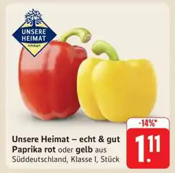 Edeka Unsere Heimat – echt & gut Paprika rot oder gelb Angebot