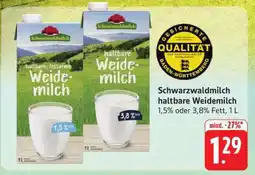 Edeka Schwarzwaldmilch haltbare Weidemilch Angebot