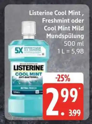 Edeka Listerine Cool Mint, Freshmint oder Cool Mint Mild Mundspülung Angebot