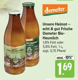 Edeka Unsere Heimat Frische Demeter Bio-Heumilch Angebot