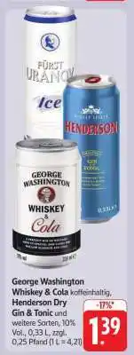 Edeka George Washington Whiskey & Cola, Henderson Dry Gin & Tonic Angebot
