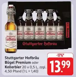 Edeka Stuttgarter Hofbräu Bügel Premium oder Kellerbier Angebot