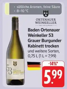 Edeka Baden Ortenauer Weinkeller 53 Grauer Burgunder Kabinett trocken Angebot