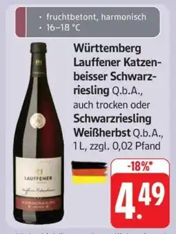 Edeka Württemberg Lauffener Katzenbeisser Schwarzriesling Q.b.A Angebot