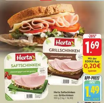 Edeka Herta Saftschinken oder Grillschinken Angebot