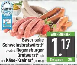 Edeka Bayerische Schweinsbratwürstl, Regensburger Bratwurst oder Käse-Krainer Angebot