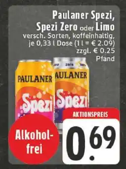 Edeka Paulaner Spezi Spezi Zero oder Limo Angebot