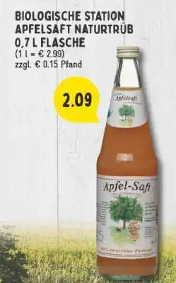 Edeka Biologische Station Apfelsaft naturtrüb 0,7 l Flasche Angebot