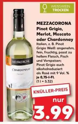 Kaufland MEZZACORONA Pinot Grigio, Merlot, Moscato oder Chardonnay Angebot