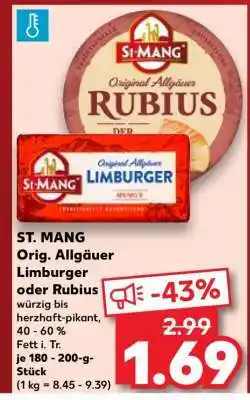 Kaufland ST. MANG Orig. Allgäuer Limburger oder Rubius Angebot