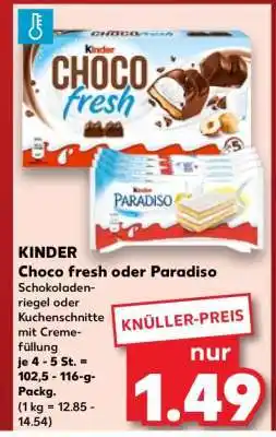 Kaufland KINDER Choco fresh oder Paradiso Angebot
