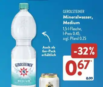 Aldi Süd Gerolsteiner Mineralwasser medium Angebot