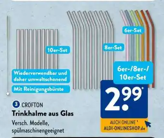 Aldi Süd CROFTON Trinkhalme aus Glas Angebot