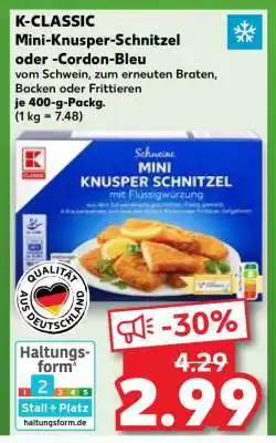 Kaufland K-CLASSIC Mini-Knusper-Schnitzel oder Cordon Bleu Angebot