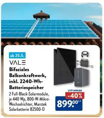 Aldi Süd Bifaziales Balkonkraftwerk, inkl. 2240-Wh-Batteriespeicher Angebot