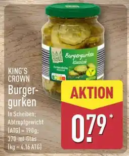 Aldi Nord KING’S CROWN Burgergurken Angebot