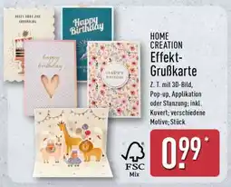 Aldi Nord HOME CREATION Effekt-Grußkarte Angebot