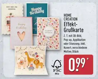 Aldi Nord HOME CREATION Effekt-Grußkarte Angebot