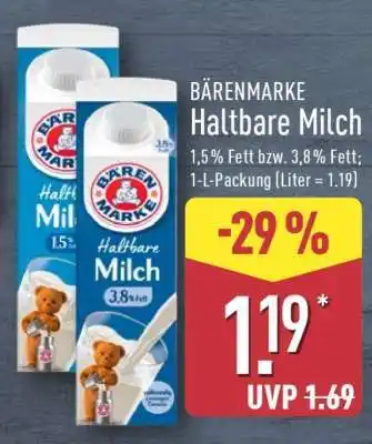 Aldi Nord Bärenmarke Haltbare Milch Angebot