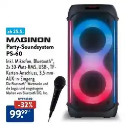 Aldi Nord MAGINON Party-Soundsystem PS-60 Angebot