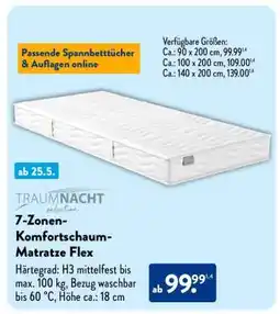 Aldi Nord 7-Zonen-Komfortschaum-Matratze Flex Angebot